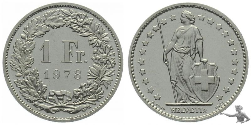 1 Franken 1978 | Prachtstück aus Kursmünzensatz !!!